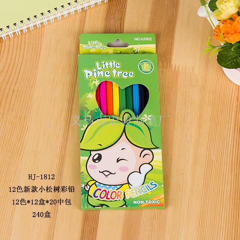 Yiwu buena mercancía pequeño pino lápiz 12 colores lápiz de color al por mayor en stock detail image 2
