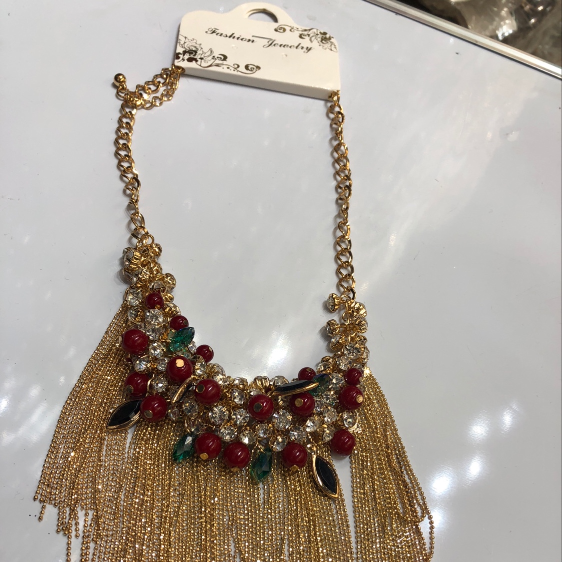 A copper and diamond necklace details Picture