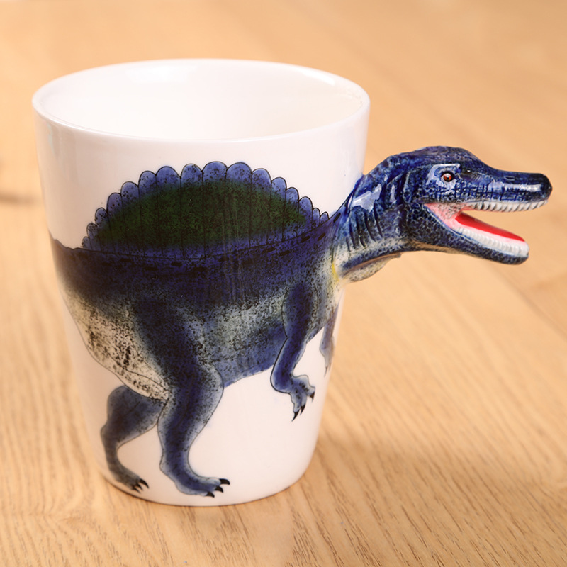 Customized wholesale of 3D stereoscopic painted mugs, cartoon dinosaur water cups, coffee cups and ceramic cups Item Picture