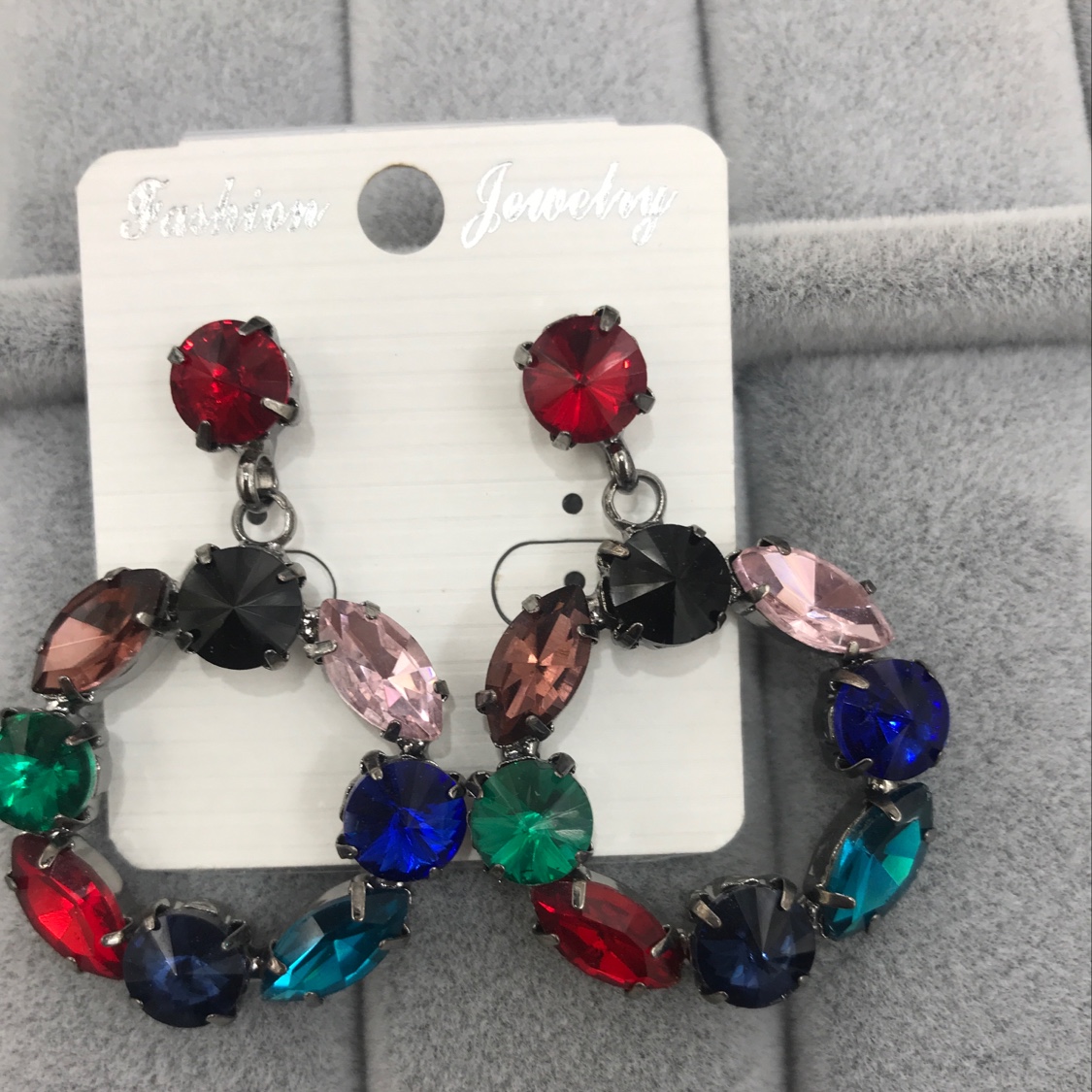 Seven-color white stone earrings