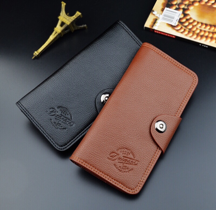 男士钱包长款钱夹男青年时尚经典磁扣多卡位 双线西装包