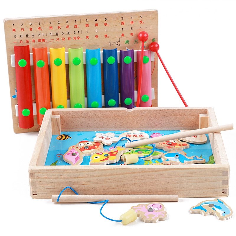 The wooden toy multi-functional fishing box is highly entertaining and comes in a variety of colors. It can exercise babies' hand-eye coordination, visual ability, logical thinking ability, early education enlightenment training, and is a parent-child game Application Scenario