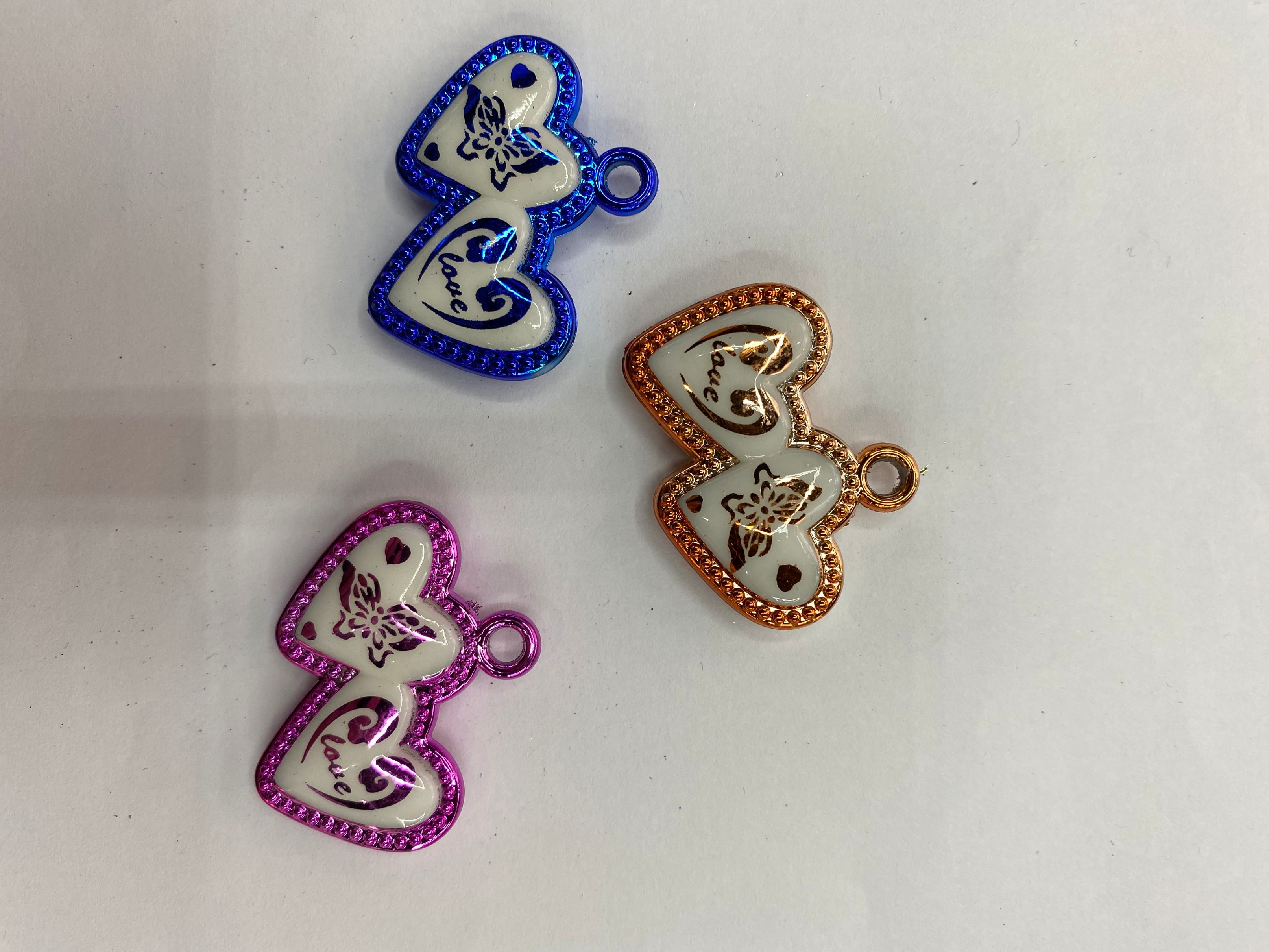 DIY jewelry accessories, electroplated UV acrylic cartoon double heart color jewelry accessories 3