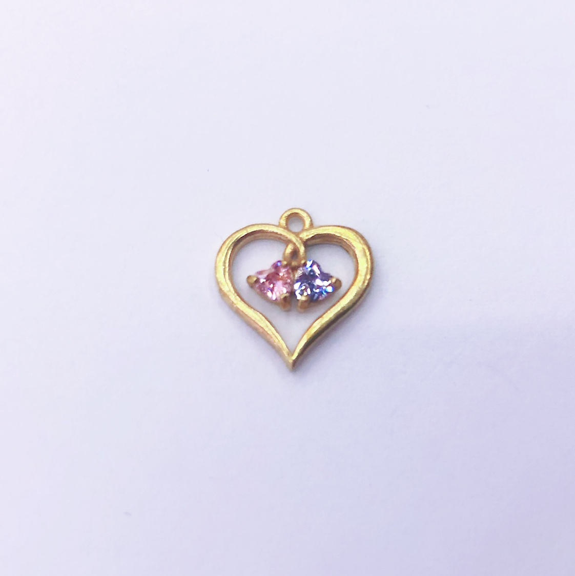 Factory Direct Korean Peach Heart Copper Pendant Two-Color Zircon (Rose Red + White, Purple + Powder) details Picture