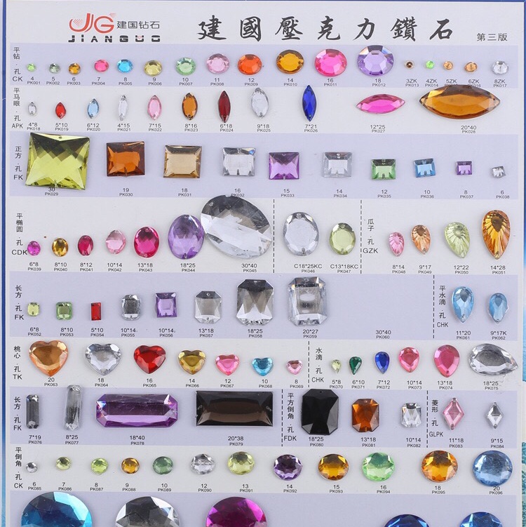 Acrylic diamond jewelry accessories, 3rd Edition, colorful DIY water drop, rectangular and various models, Fuwode 111