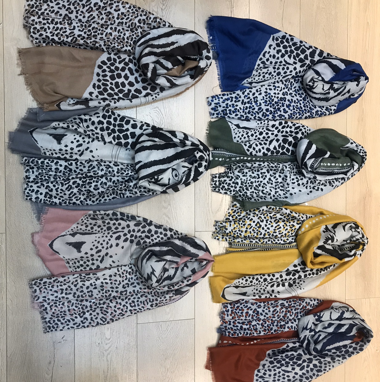 There are two leopard stripes in the herringbone pattern