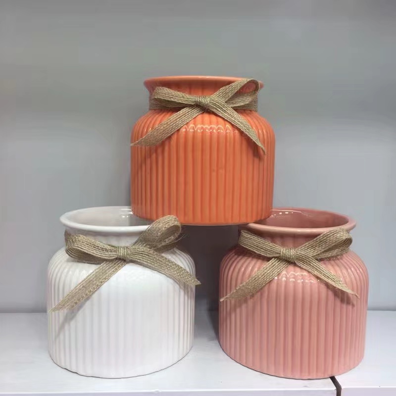 麻绳圆形小花盆 按箱批发