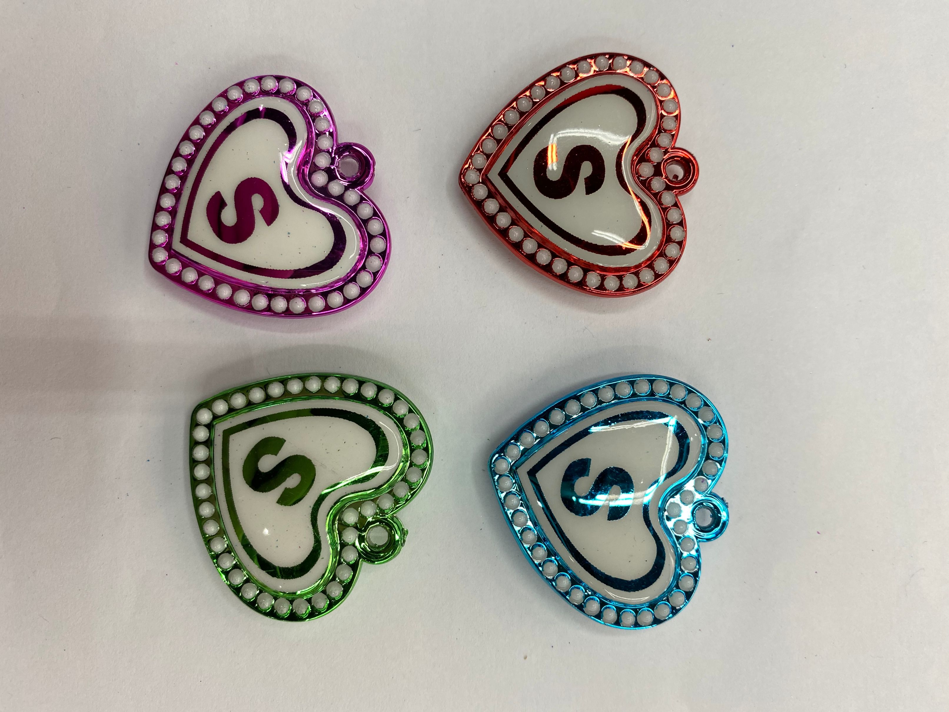DIY jewelry accessories electroplated UV acrylic heart-shaped letter S color jewelry accessories 12