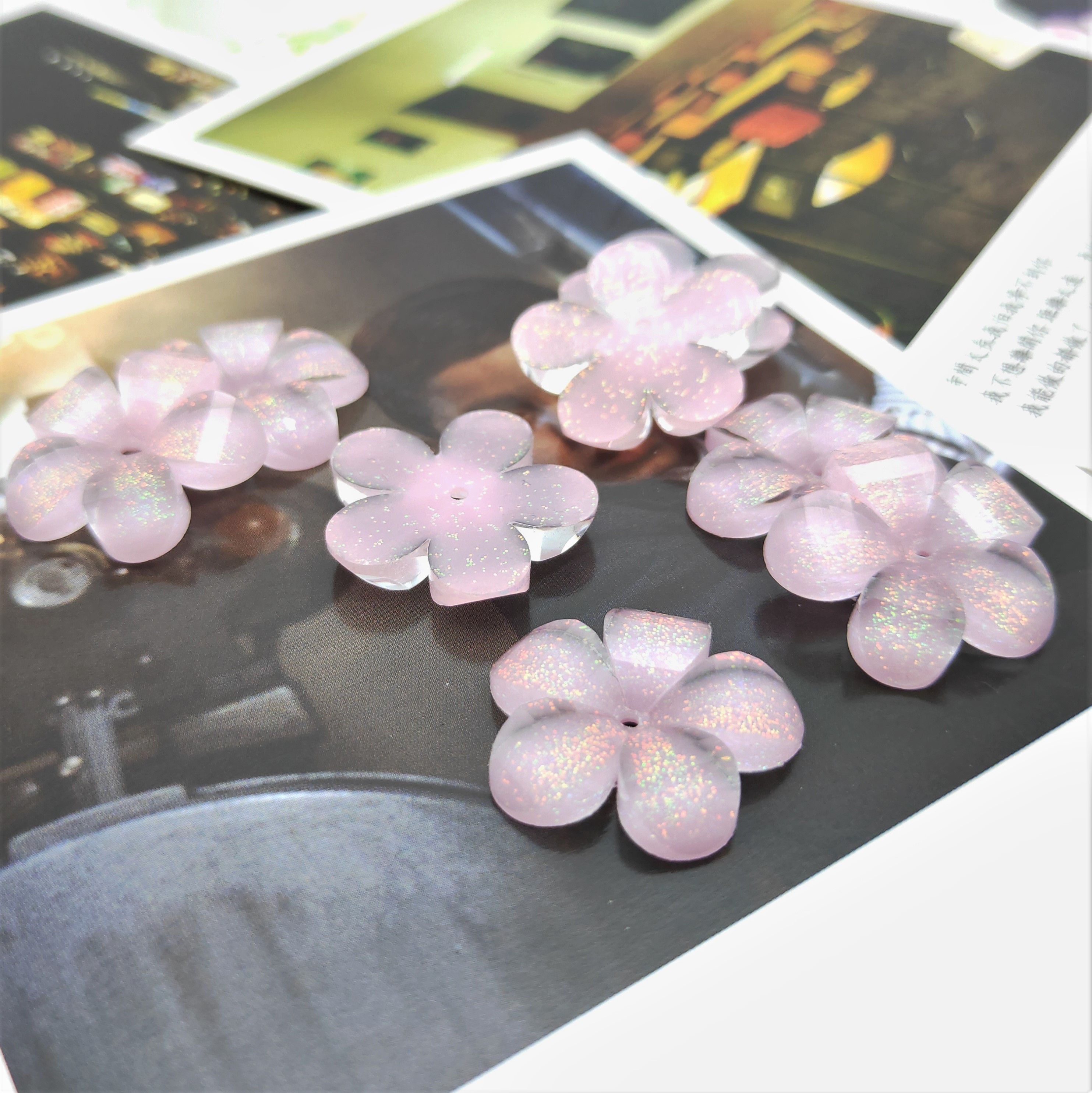 Direct sales of water drop five-petal flower creative handmade diy hair accessories, mobile phone DIY nail and beauty materials detail image 9