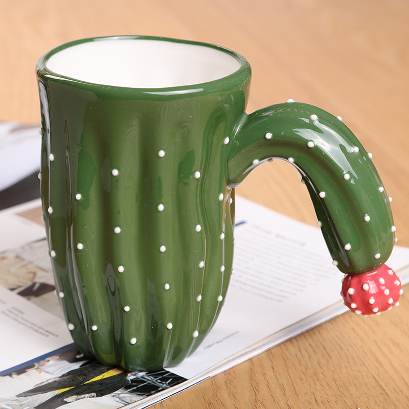 Nordic creative cactus ceramic mugs, couple gift cups, water cups, advertising cups, wholesale customization, LOGO details Picture