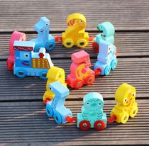 Foreign trade children puzzle cognition digital tractor small train toy wooden assembly to assemble interesting train blocks