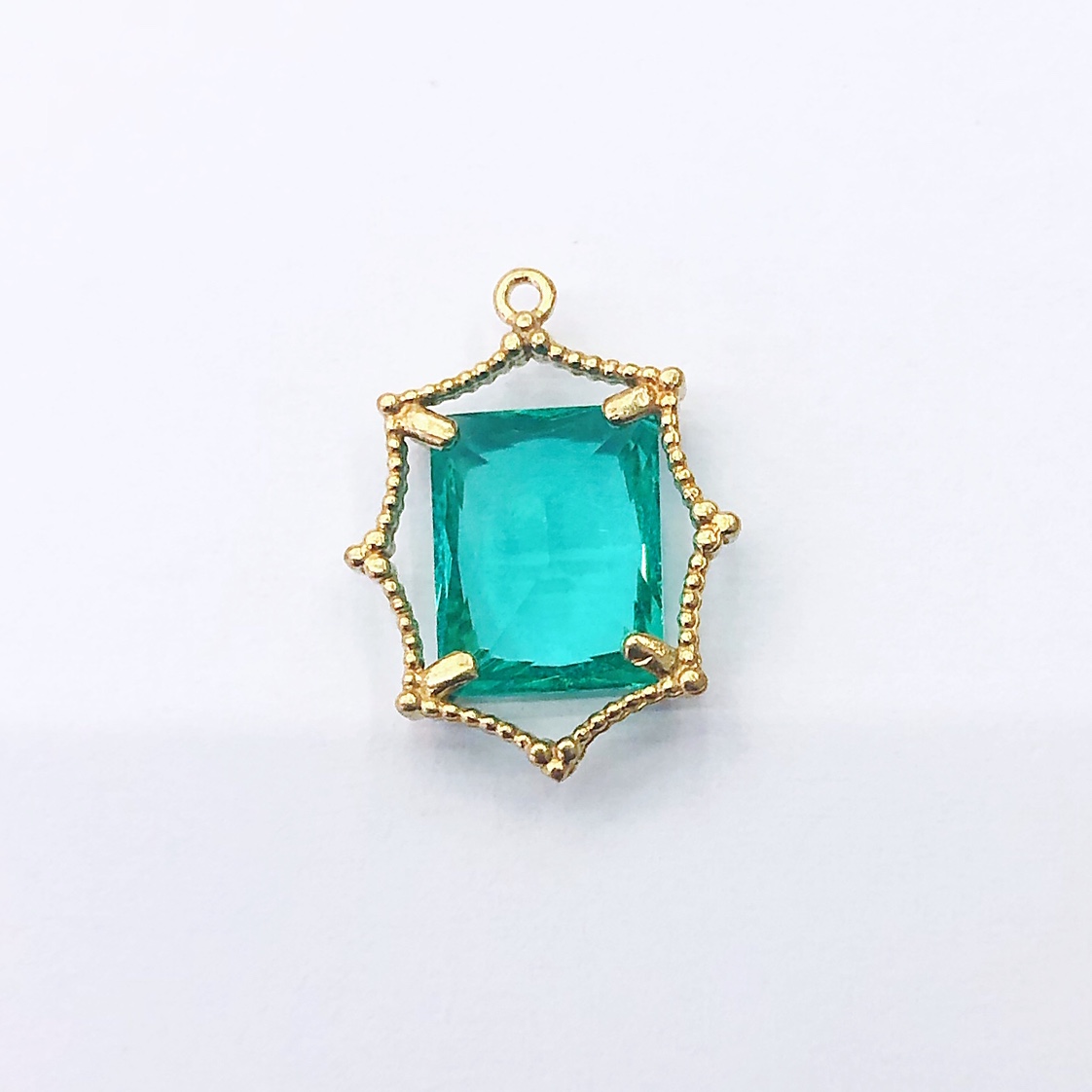 Factory Direct Korean Rectangular Copper Pendant Multi-Colored Glass Main Stone (Lake Blue, Black, Red, White, Sapphire) Specification drawing