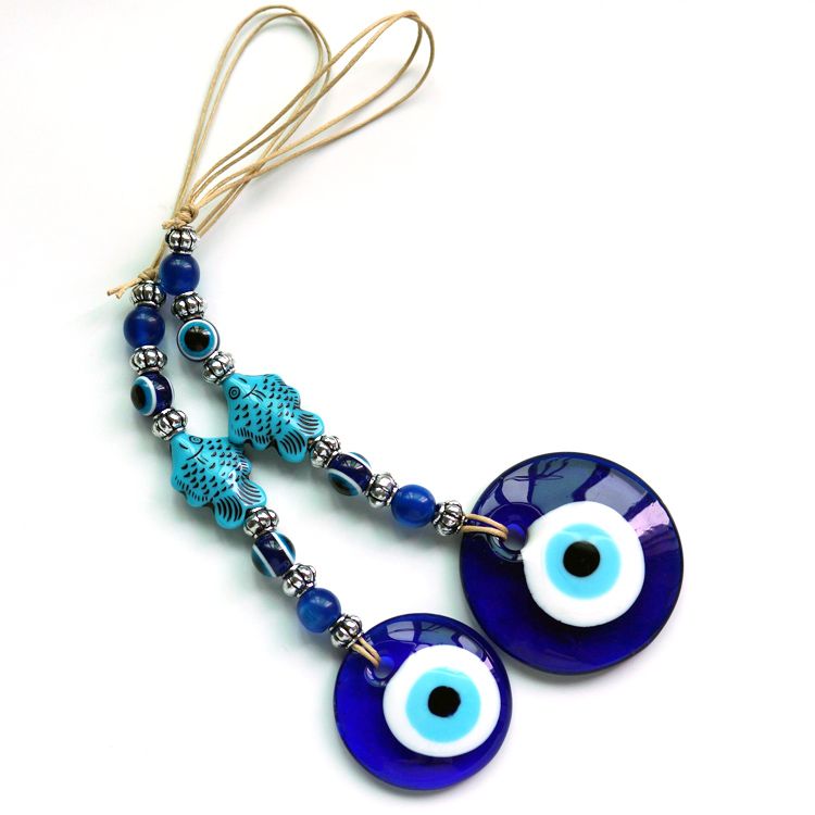 Factory direct sales of blue-eyed ornaments, fish-shaped round glass eye pendants, wall hangers and decorative items details Picture