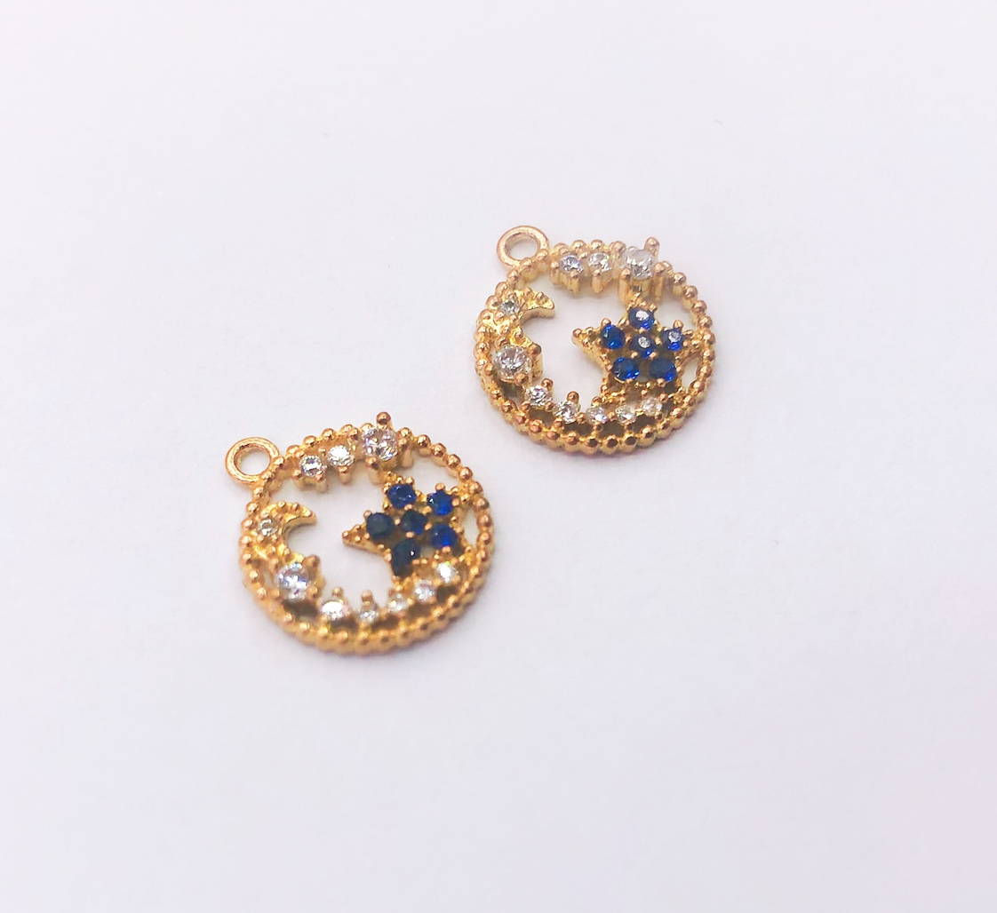 Manufacturers Direct Sales Korean Version Of Star Theme Copper Pendant Star Moon Round Earrings Necklace Accessories