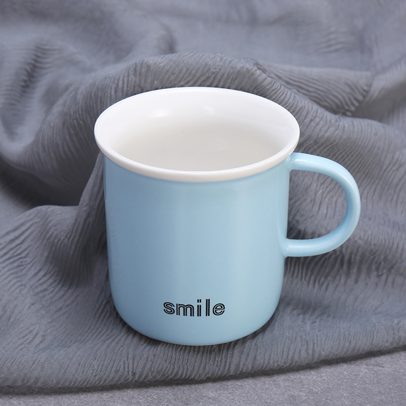 New solid-color simple letter ceramic water cups, office and home coffee cups, mugs wholesale customization LOGO Application Scenario