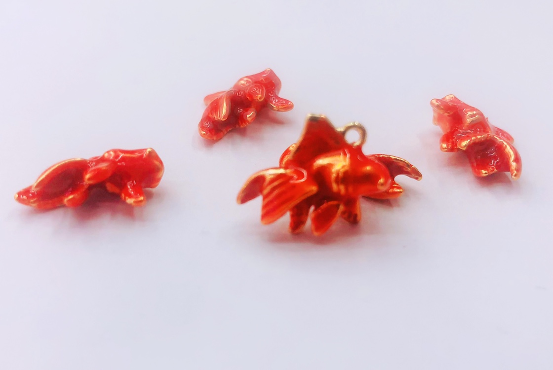 Manufacturers Direct Sales Japanese Three-Dimensional Cute Red Goldfish Pendant Earrings Necklace Dripping Oil Copper Accessories Specification drawing