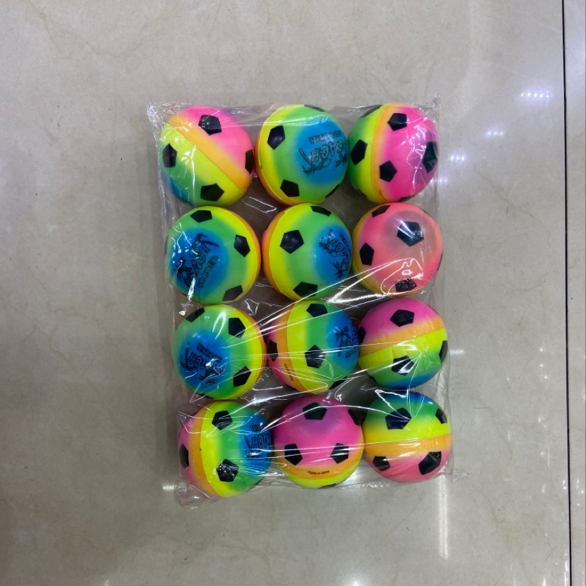 7.6 cm rainbow football beach ball, pu ball, sponge ball, pressure ball