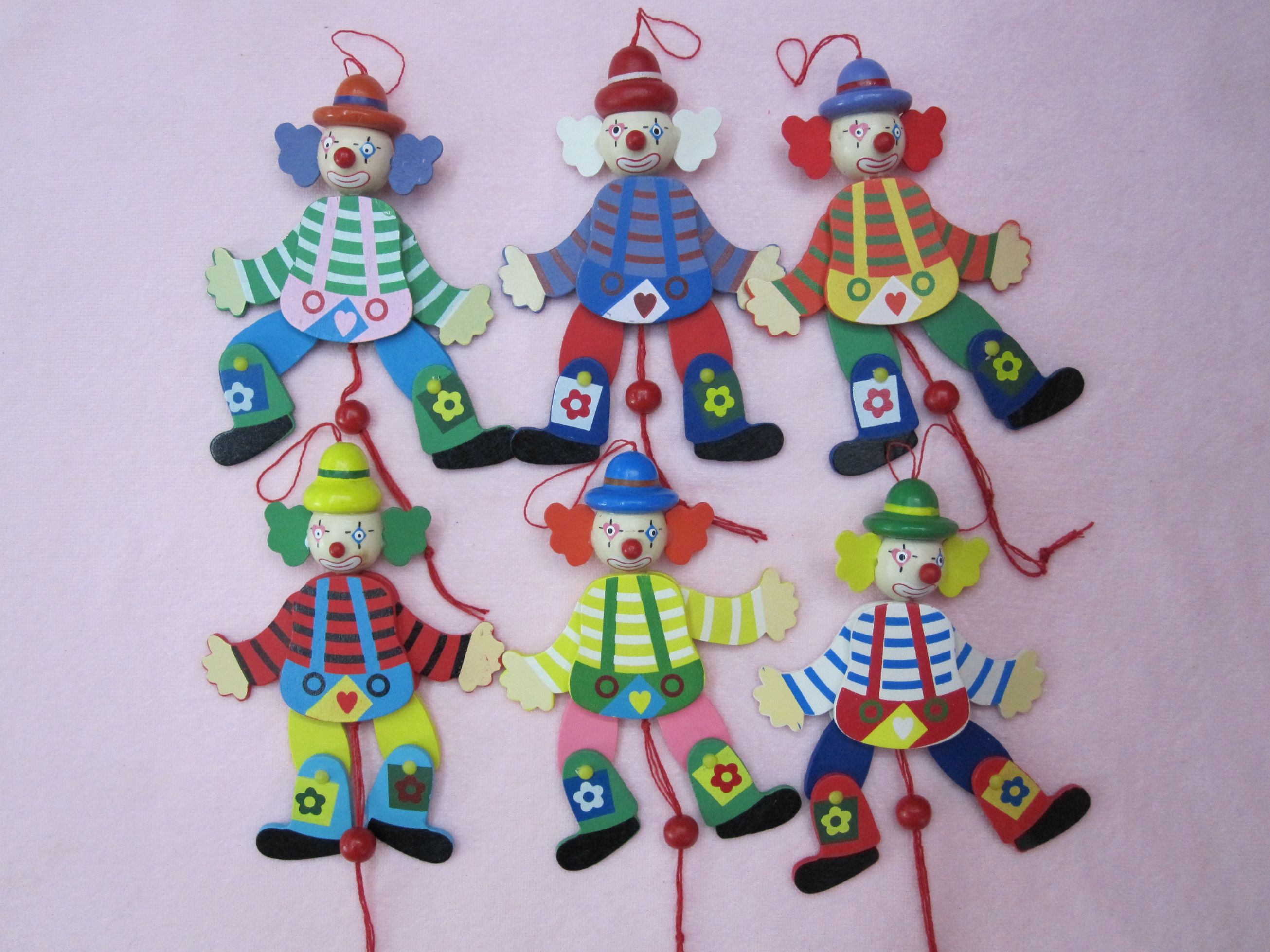 木质小丑拉线人 木质玩具  豆豆工艺 39 