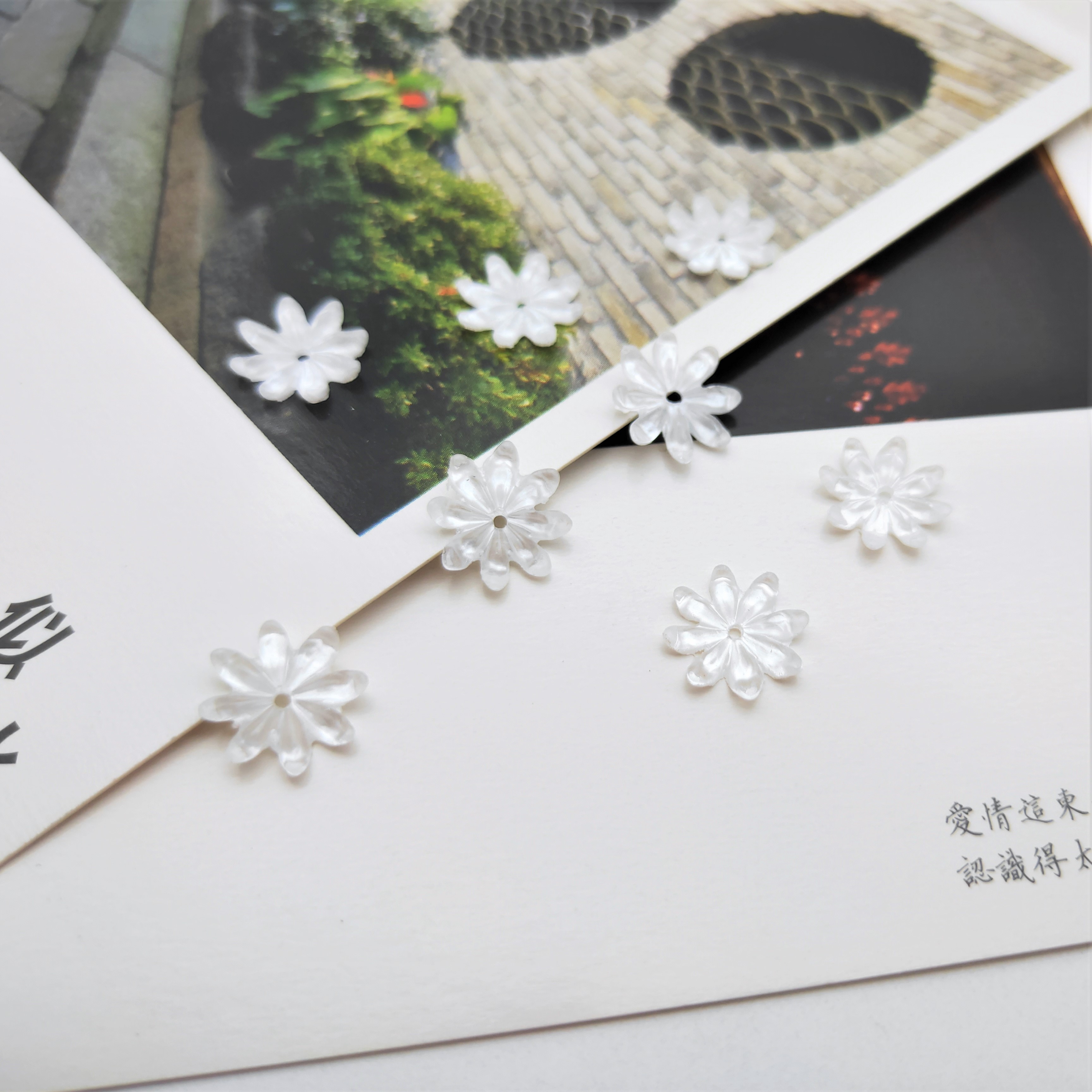 Resin imitation shell flower 11mm eight-petal Daisy flower creative handcrafted diy ancient-style Hanfu hairpin accessory detail image 8