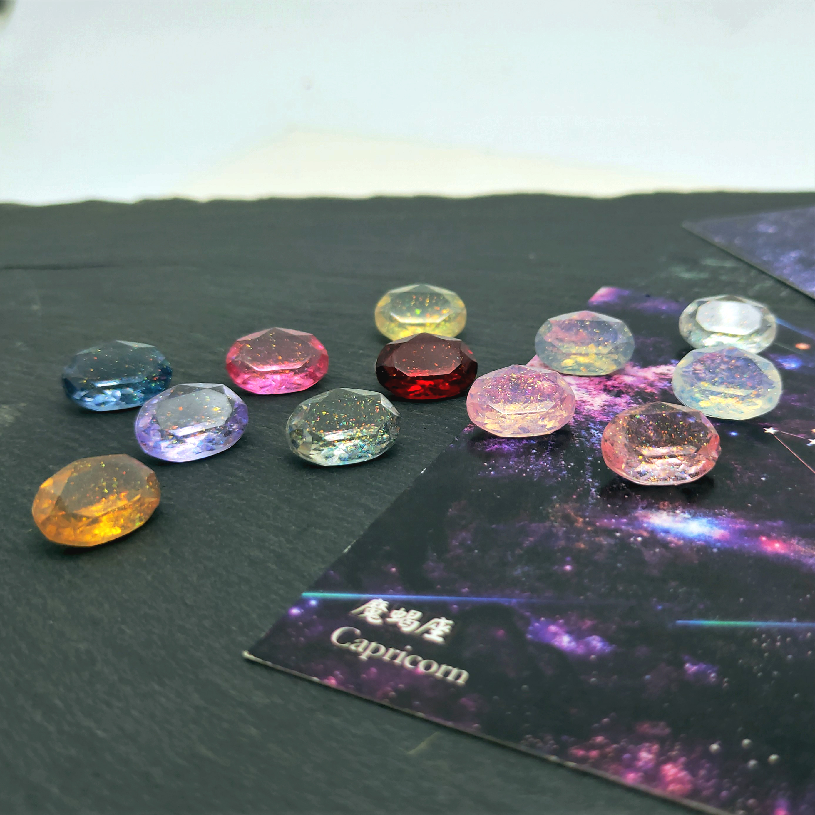 Best-selling oval-shaped iridescent resin diamond tip and bottom diamond 10*14mm Korean version handmade diy jewelry accessory creative necklace detail image 2