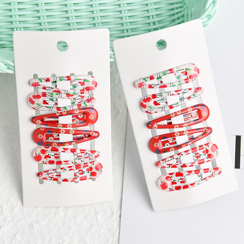 Korean 5CM drop offset flower bb clip fruit cherry apple side clip edge clip Children's hair clip girls hair accessories thumbnail