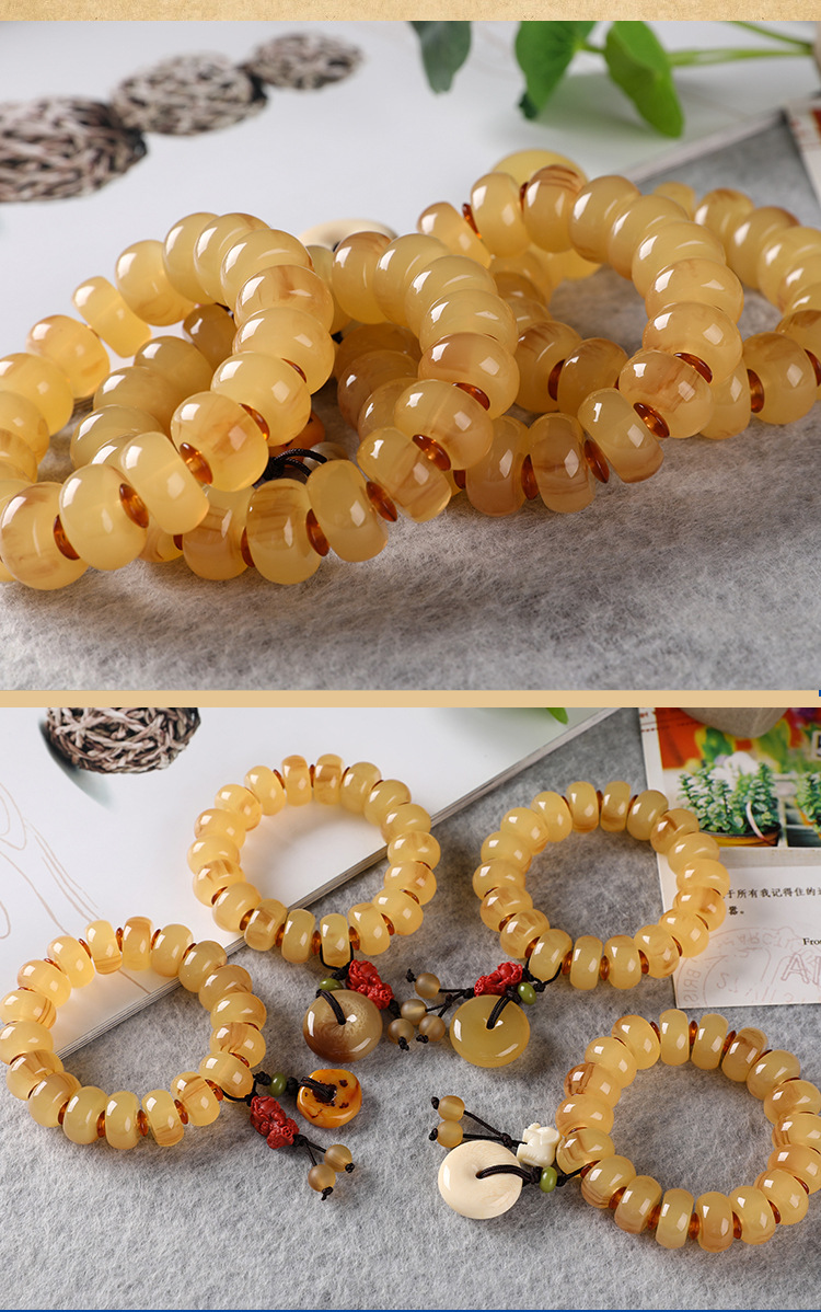 Factory direct sales of high-quality imitation sheep horn bracelets, abacus beads, fashionable gifts, and popular accessories for scenic spots in Xizang. Wholesale detail image 5