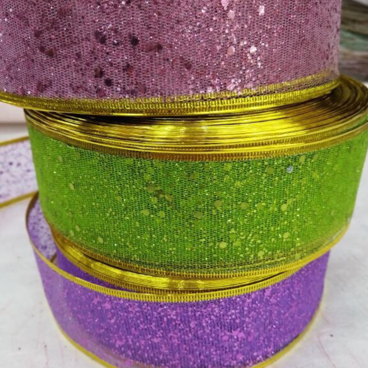 压边大小亮片网 织带彩带材料带 彩色亮片