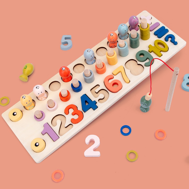 The wooden toy digital fishing board is highly entertaining with rich colors. It can exercise babies' hand-eye coordination, visual ability, logical thinking ability, early education enlightenment training, and is a parent-child game Application Scenario