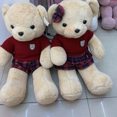 Real Foreign Trade For Cartoon Toy Plush Doll Wholesale Toy Bear Plush Bear Red Lovers Sweater 1.1 Meters