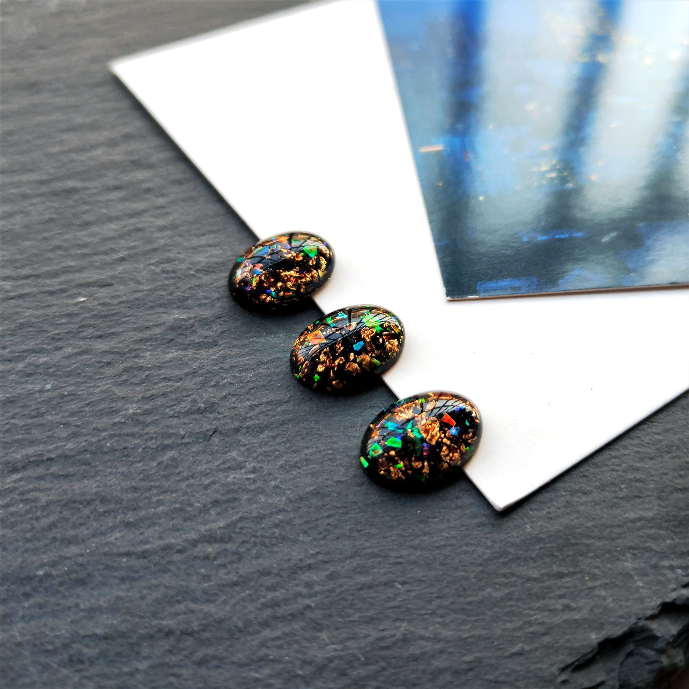 Resin imitation stone oval-shaped colored stone ring face 13*18 handcrafted diy ancient-style earrings phoenix crown hairpin accessories material undefined