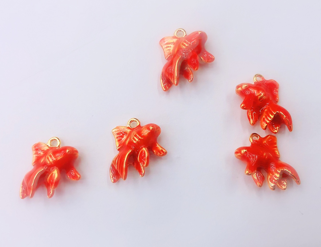 Manufacturers Direct Sales Japanese Three-Dimensional Cute Red Goldfish Pendant Earrings Necklace Dripping Oil Copper Accessories details Picture