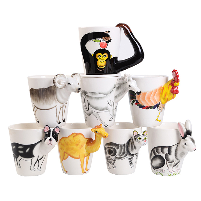 Creative 3D animal ceramic mugs, couple edition event gifts, water cups, advertising cups
