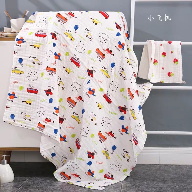 Six-layer gauze high-density printed square bath towel Item Picture