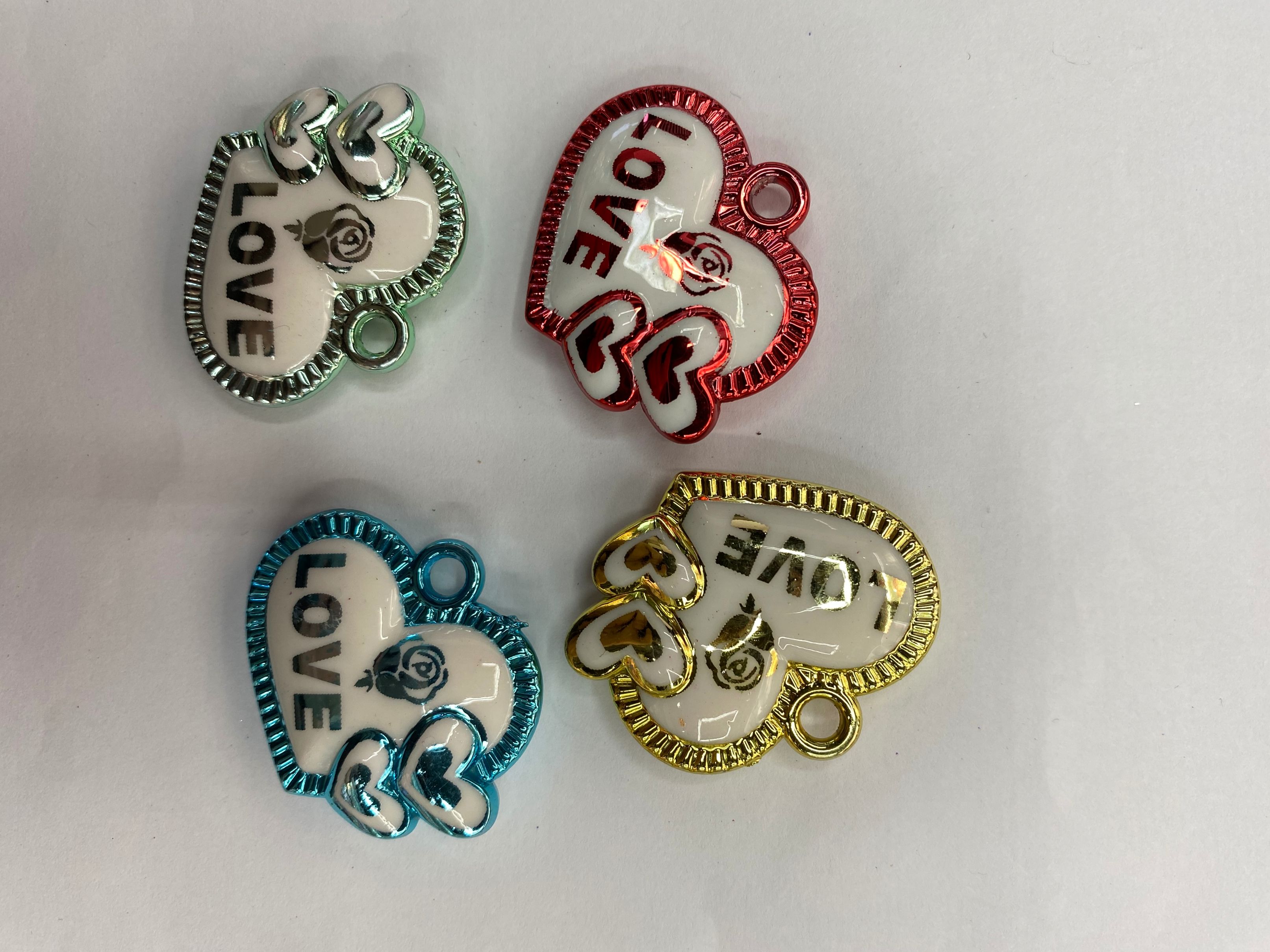 DIY jewelry accessories electroplated UV acrylic three-heart rose LOVE colorful jewelry accessories 11