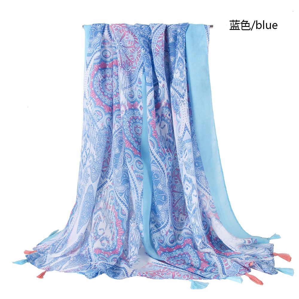 Foreign Trade Custom Palace Flower Hanging Beard Satin Printed Scarf Selling Fashion Pattern Scarf Scarf undefined