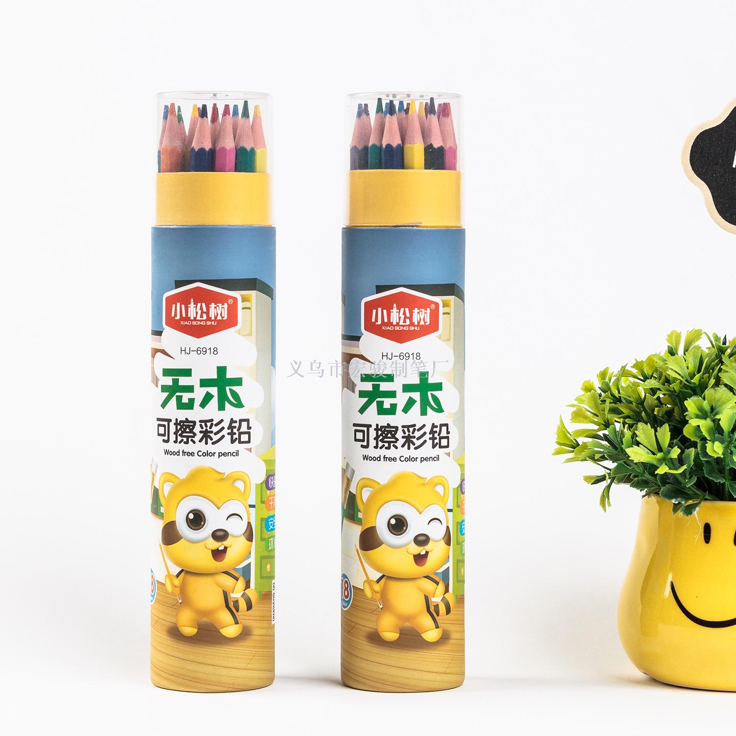 Yiwu quality 18-color pencils without wood to erase, primary school and kindergarten drawing 6918 detail image 2