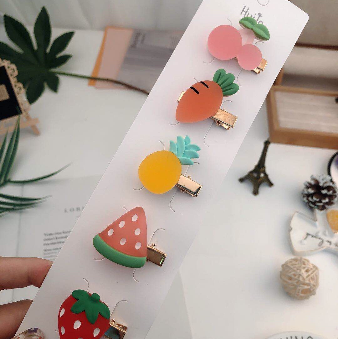 Cute Fruit Press Girls Hairpin Edge Clip Mixed Fruit Press Clip