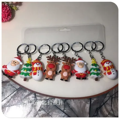 Cartoon Cute Standing Santa Claus key chain three-dimensional silicone doll Christmas gift key chain pendant thumbnail