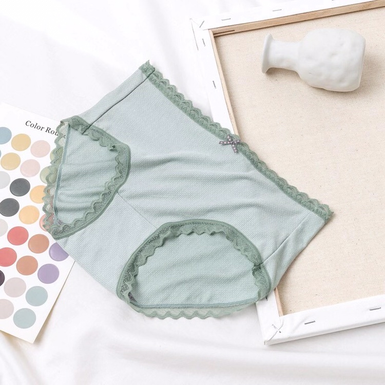 6135 New Super Elastic Jacquard Cotton Soft Breathable Antibacterial Candy Color Khaki Women's Underwear details Picture