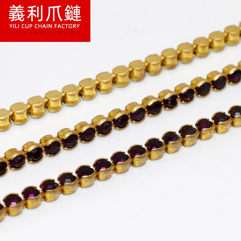 Yili claw chain circular thin type SS38#8mm color rhinodrill claw chain copper jewelry clothing shoe bags manufacturers wholesale thumbnail