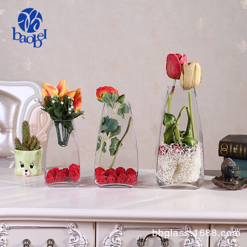 BBGLASS保北玻璃 方口透明玻璃花瓶 婚庆宴会家居摆件