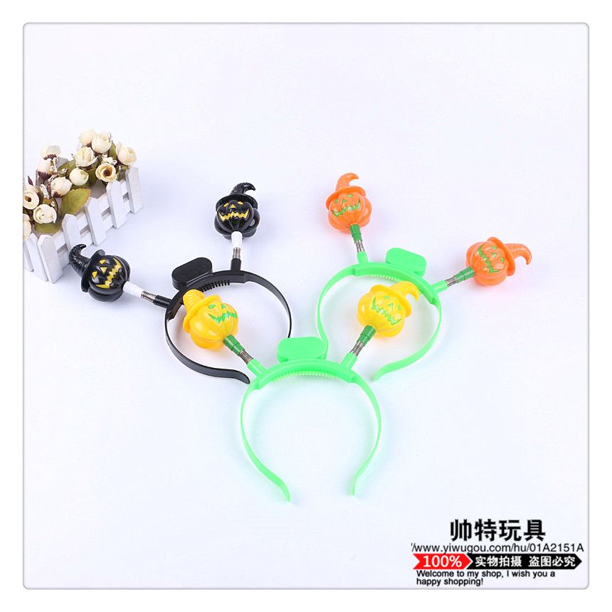 Funny cute artsy retro Halloween with lights flashing pumpkin head buckle