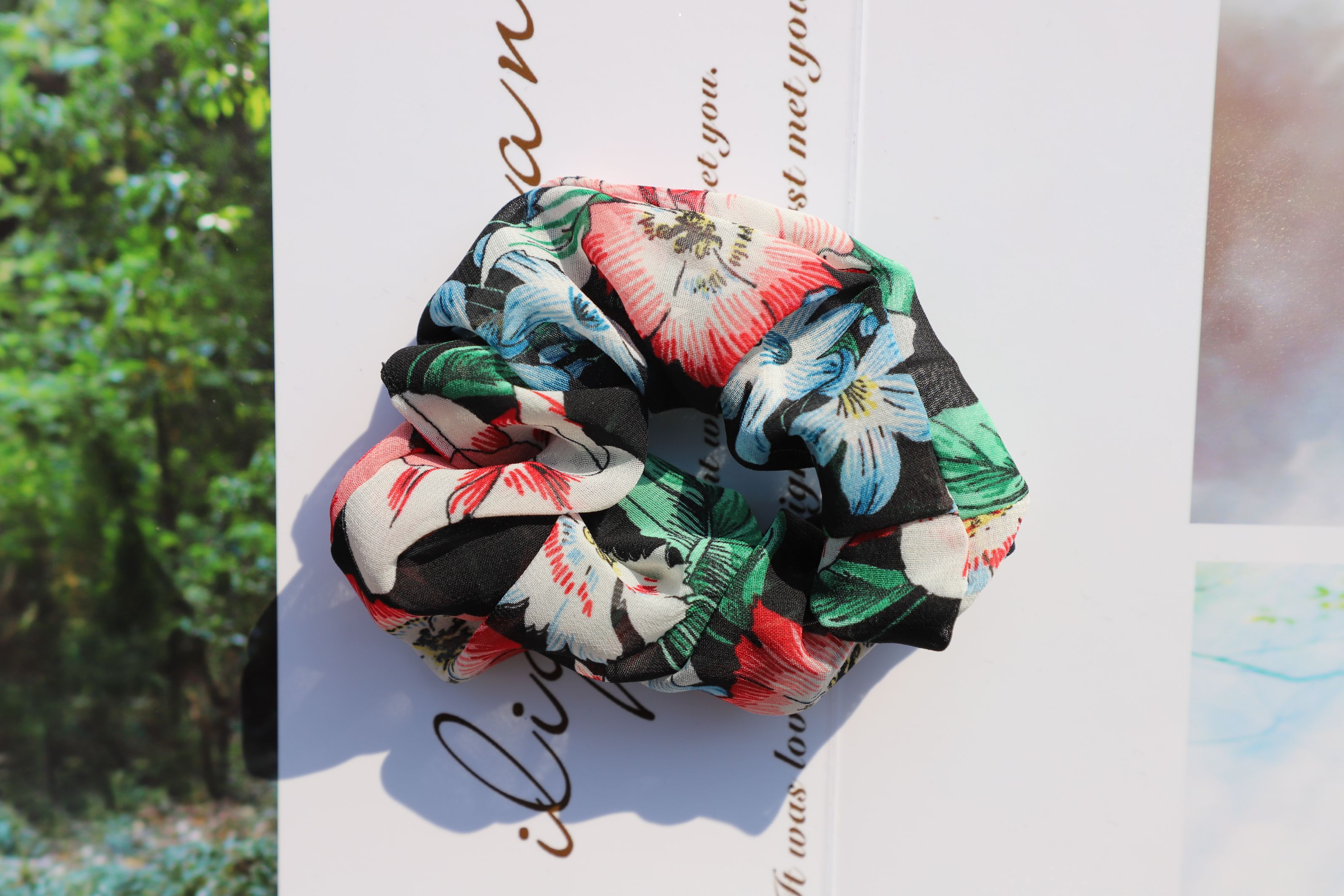 Chiffon Korean velvet small floral pig large intestine hair band full figure