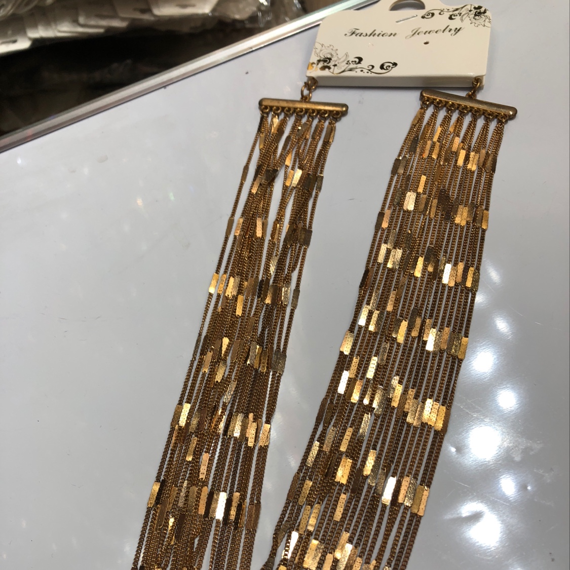 Flattened copper chain necklace