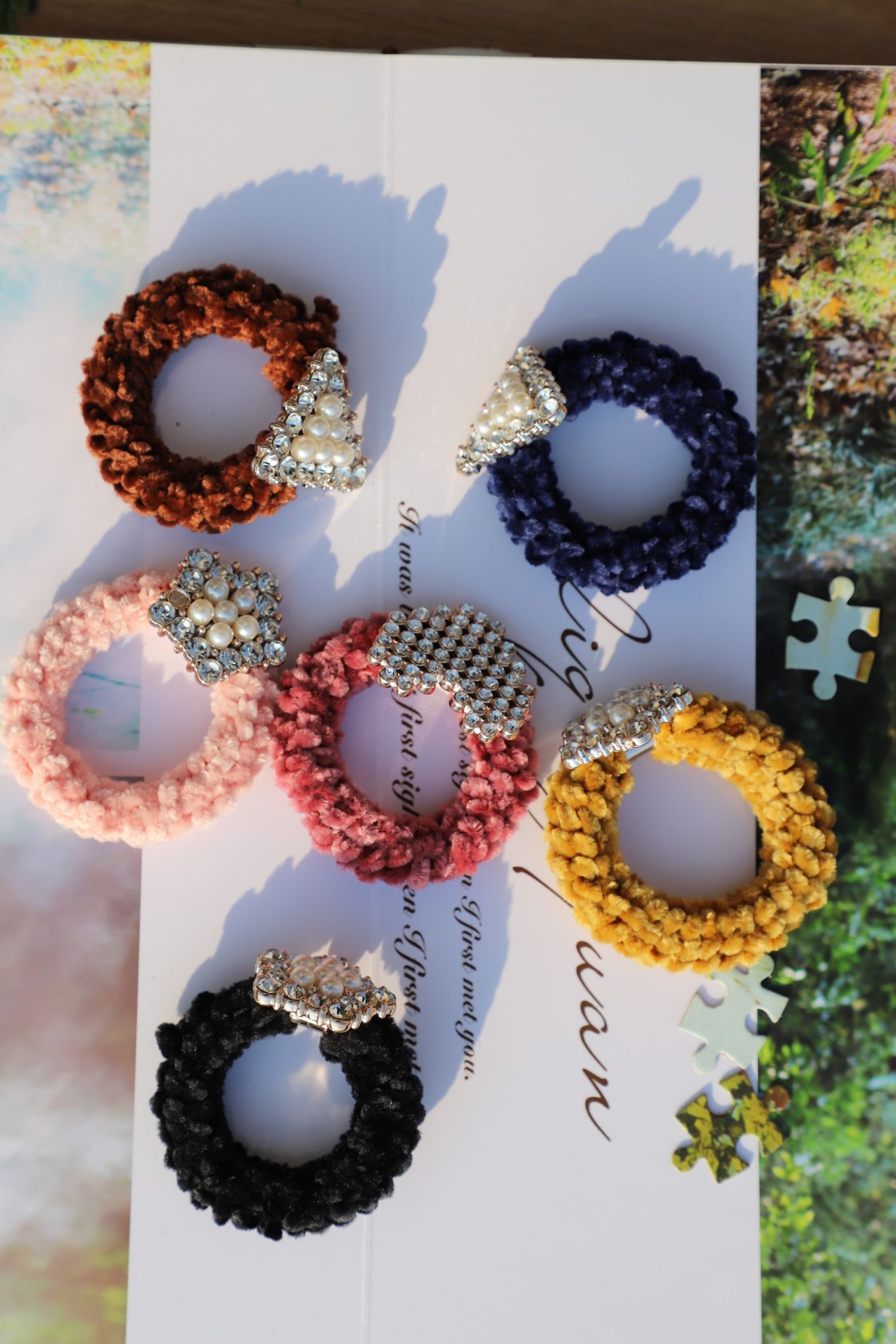 Plush rubber band with diamond hair band full figure