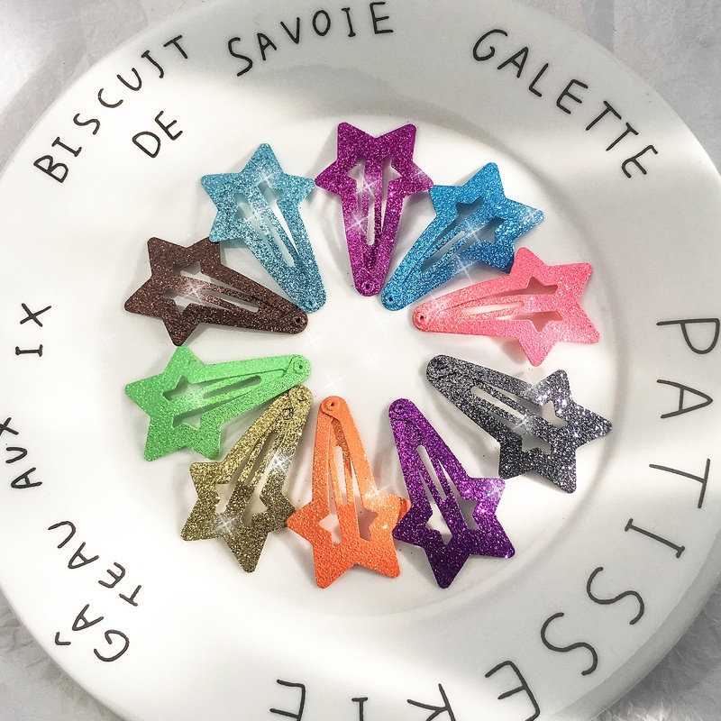 Cross-border Europe and the United States paint gold onion powder 5m five star bb clip manufacturers direct children's hair clip glitter hair accessories hair card thumbnail