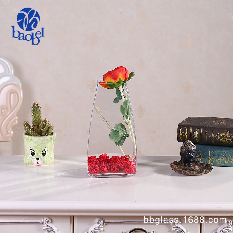 BBGLASS Baobei Glass square-mouthed transparent glass vase, wedding banquet home decoration Specification image