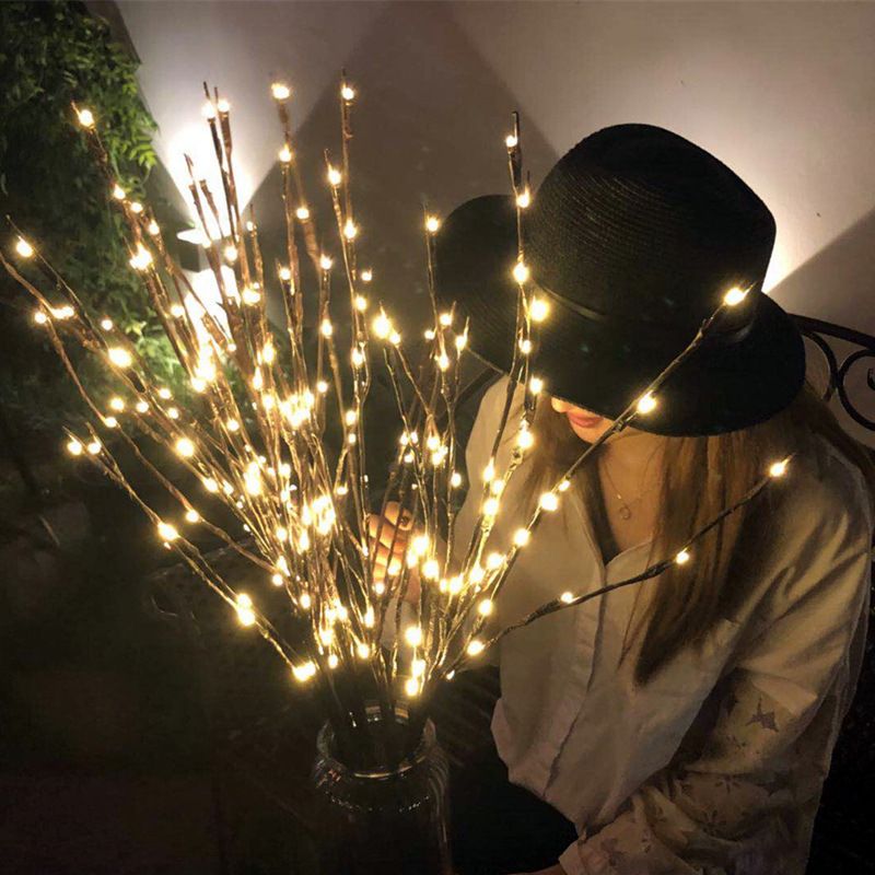 仿真树枝LED花瓶ins风彩灯串小夜北欧房间卧室布置清吧创意民宿