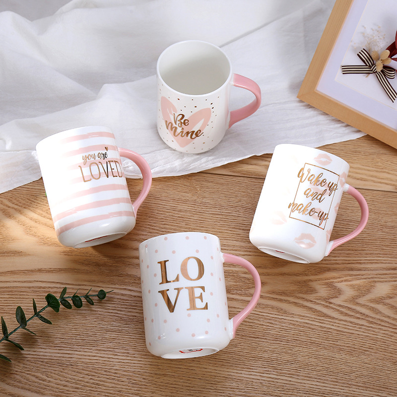 New cute ceramic mugs, simple coffee cups, customizable logo advertising gifts, water cups, factory direct sales