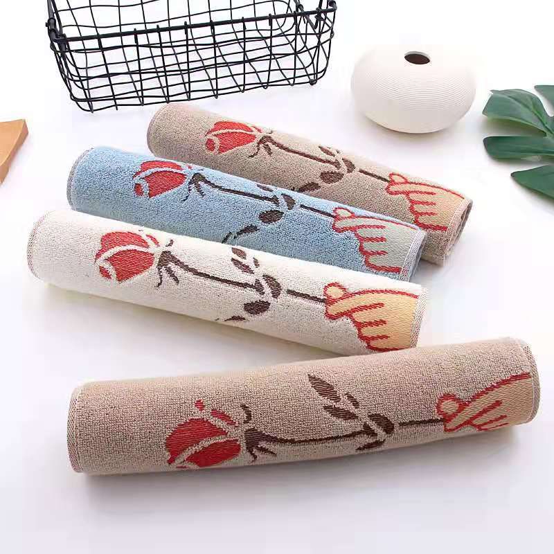 Embroidered rose towel details Picture